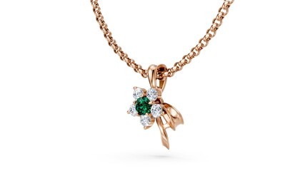 Jewelry pendant showcasing diamond floral shape.