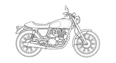 Naklejka premium Motorcycle Illustration Side View Black White.
