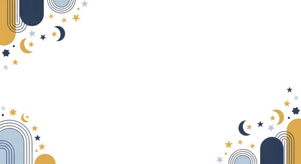 Minimal Ramadan Kareem Eid Mubarak Islamic Decorative Corner Ornament Background Greeting Card Social Media Banner Template