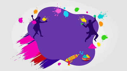 Vibrant celebration scene with silhouetted dancers surrounded by colorful powder and paint splatters