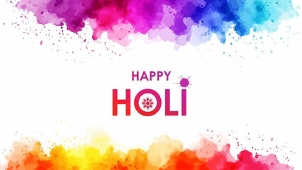 Celebration of Holi festival with vibrant colors and joyful atmosphere, viewed from a front perspective