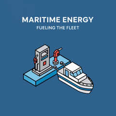 Obraz premium Illustration of Boat Refueling at Fuel Pump.