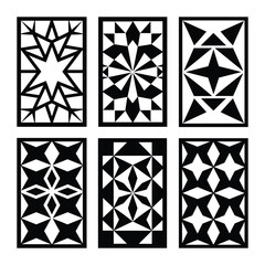 Fototapeta premium A collection of six distinct geometric patterns showcasing intricate black and white designs. isolated on white background, Vector