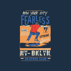 Fearless New york brooklyn Skating club skater vector illustration for t shirt print © Saranya