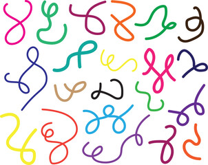 A vibrant collection of colorful squiggles and loops on a white background showcasing a playful mix of digital art and abstract shapes