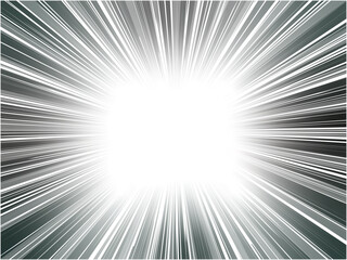 Black and White Sunburst Explosion Background with Radiating Rays
