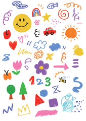 カラフルポップな落描き風イラスト素材