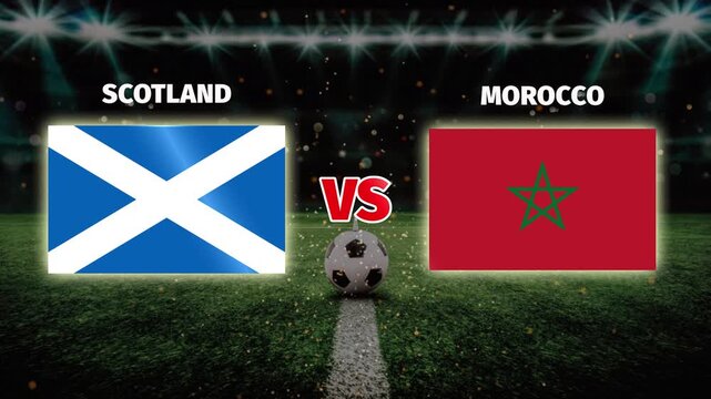 Scotland vs Morocco football match competition live video motion template