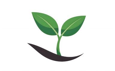 Growing plant with green leaves and soil representing growth and new beginnings in simple illustration