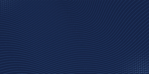 Dark blue abstract background with a subtle wavy halftone pattern. Small spotlight box. Curved lines, cosmic galaxy space. eps 10
