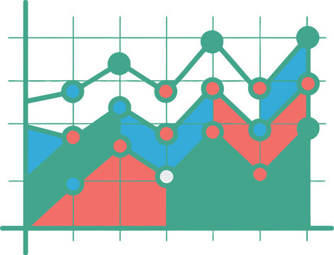Data Flow Chart with Interconnected Nodes and Growth Trends Vector Illustration for Analytics and Reporting