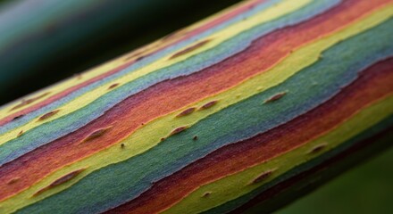 Rainbow eucalyptus bark texture close-up