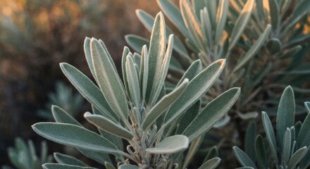 Silver leafy plant, sunlight on edges