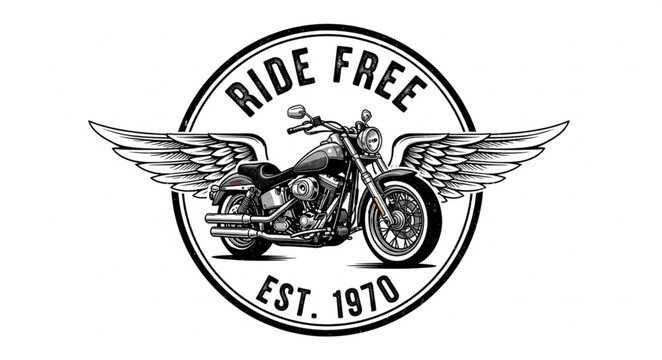 Motorcycle with Wings Logo Design.