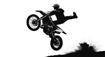 Motorcyclist Performing Stunt Jump.