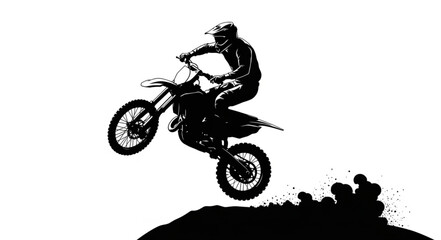 Motorcyclist Performing Jump on Dirt Bike. © FURI