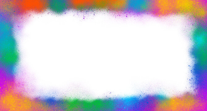 Vibrant rainbow graffiti splatter frame with copy space