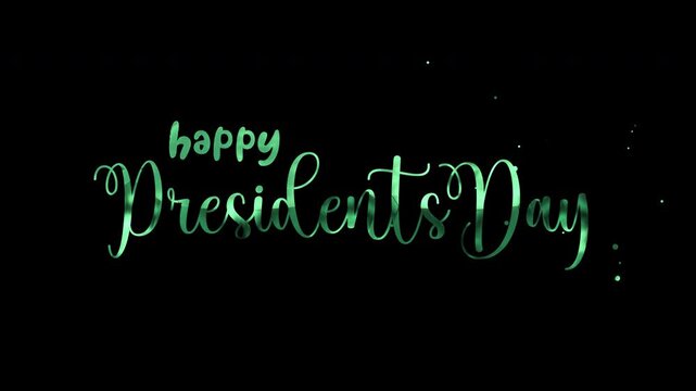 Happy Presidents Day text animation on transparent background.