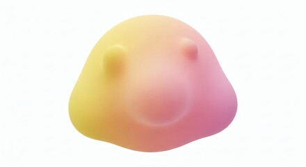 Fototapeta premium Pastel Blob Creature Gradient Character on White Background.
