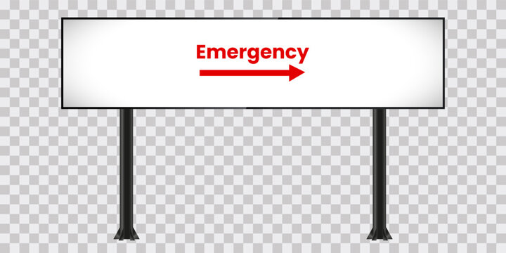 A high collumn LCD display mock up on transparency background, with emergency text on screen, vector illustration