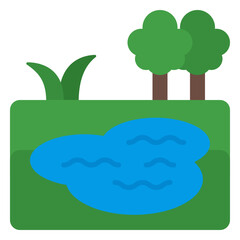 Pond Water Flat Icon Vector