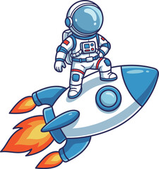 An adventurous astronaut stands proudly on a rocket ship, symbolizing exploration and the spirit of adventure in outer space.