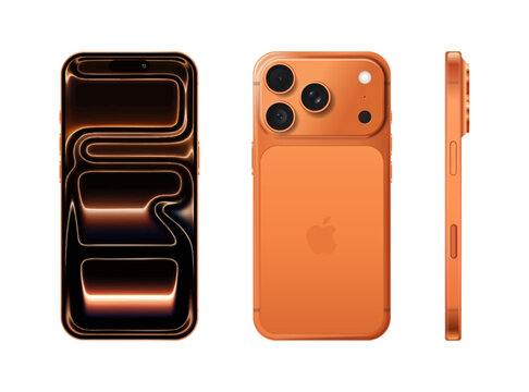 Apple iPhone 17 Pro, Pro Max in different sides, in official Cosmic Orange