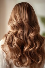 Naklejka premium Beautiful long wavy brown hair with soft volume and natural movement