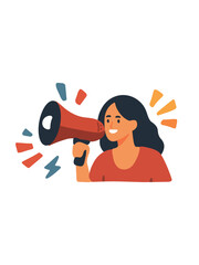 Fototapeta premium activist shouting through megaphone vector illustration