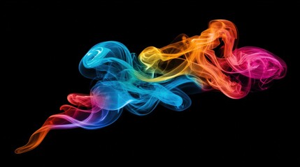 Obraz premium A vibrant display of colorful smoke swirls against a black background, perfect for artistic designs, backgrounds, or abstract visuals in advertising and digital media,