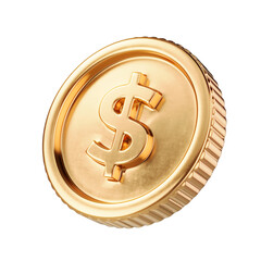 Banking, coin concept. Blank Golden coin isolated on white - 3d rendering