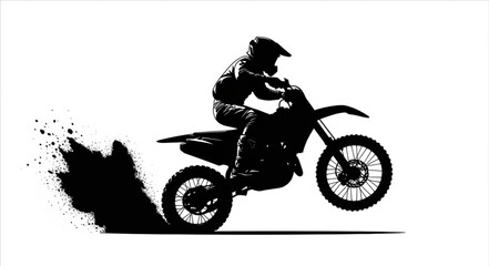 Motorcyclist Riding Dirt Bike Silhouette. © FENI