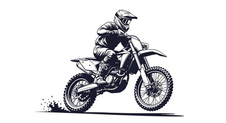 Motorcyclist Riding Dirt Bike Off Road.