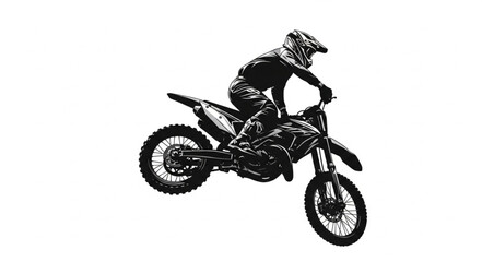 Motorcyclist Riding Dirt Bike Offroad.