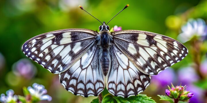 Melanargia Larissa Butterfly on a Flower in Nature 