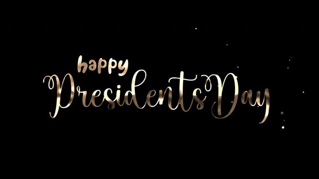 Happy Presidents Day text animation on transparent background.