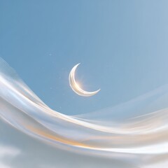Crescent Moon and Flowing Sky in a Minimalist Greeting