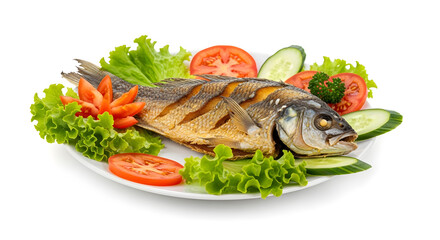 Homemade Fish Fry Meal Styled with Leafy Salad Garnish