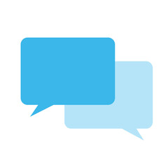 A 3d blue speech bubble icon on a matching background creates a blank chat message symbol for web communication and dialog design