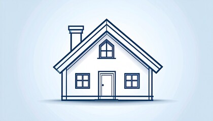 Obraz premium Simple House Illustration with Chimney and Windows.