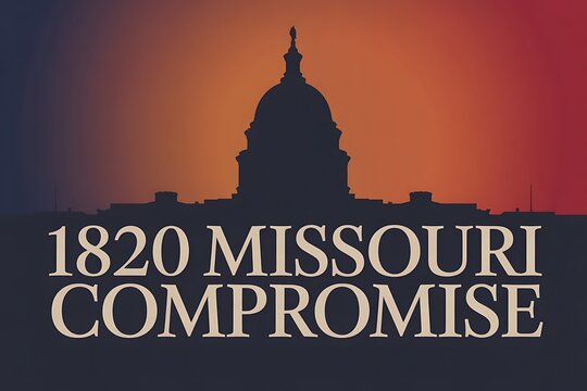 Missouri Compromise 1820 historical silhouette with US Capitol building at sunset