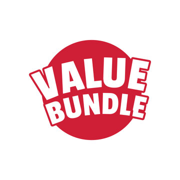 Red circular value bundle sticker with bold white text for commercial marketing and retail shop promotion