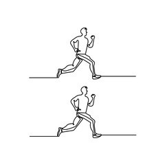 Fototapeta premium Single line drawing of a person running in outline style 