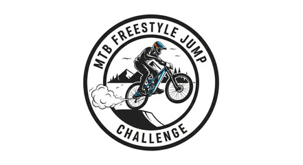 Naklejka premium Mountain Bike Freestyle Jump Challenge Logo.