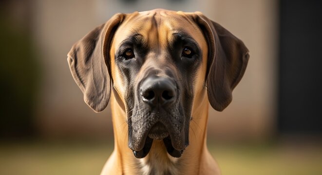 Close up portrait of a great dane dog looking at the camera