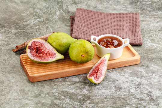 Tropical exotic green fig with cut
