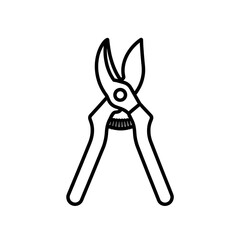 Simple Line Drawing of Garden Pruning Shears.