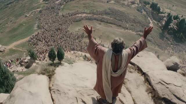 Balaam Conveyed God's Prophecy and Blessed the Israelites. Old Testament Story Scene