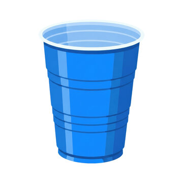 Blue disposable plastic party cup vector illustration isolated on a white background, flat minimalist graphic design. Concept for celebration and events