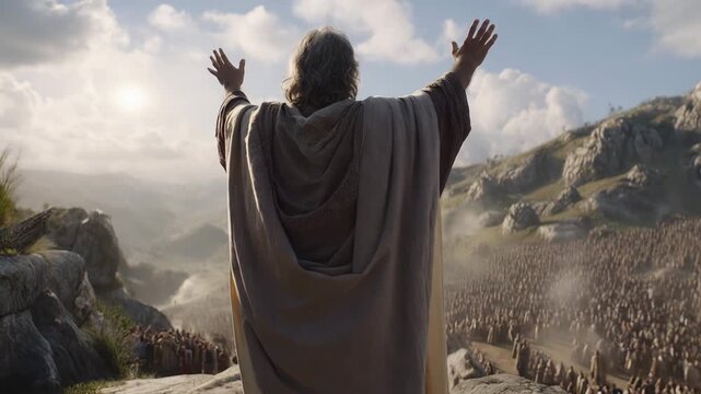 Balaam Looked Down on the Israelites from the Top of a Cliff While Delivering a Divine Message and Blessing Them